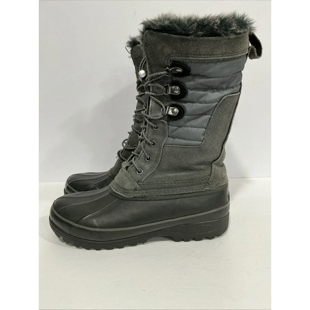 Lands End Gray Squall Snow Pack Mid Calf Winter Boots, Size Womens 7.5B, 511644